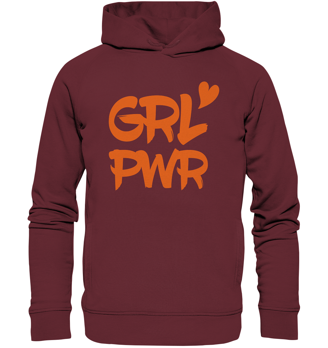 N.O.S.W. BLOCK Girls Hoodie "GRL PWR" Organic Fashion Kapuzenpullover weinrot