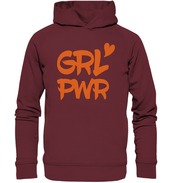 N.O.S.W. BLOCK Girls Hoodie "GRL PWR" Organic Fashion Kapuzenpullover weinrot