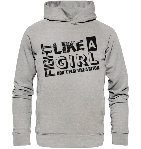 Teamsport Hoodie "FIGHT LIKE A GIRL" Girls Organic Fashion Kapuzenpullover heather grau
