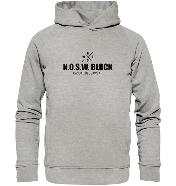 N.O.S.W. BLOCK Hoodie "CREW NULL40" Männer Organic Fashion Kapuzenpullover heather grau