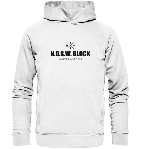 N.O.S.W. BLOCK Hoodie "CREW NULL40" Männer Organic Fashion Kapuzenpullover weiss