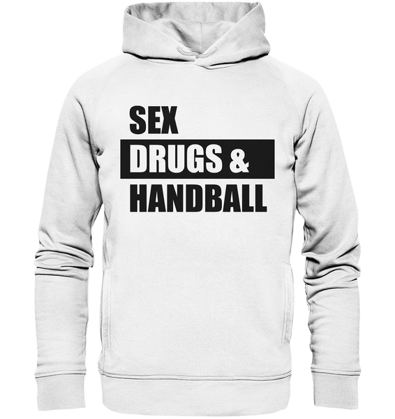 N.O.S.W. BLOCK Fanblock Hoodie "SEX, DRUGS & HANDBALL" Männer Organic Fashion Hoodie weiss