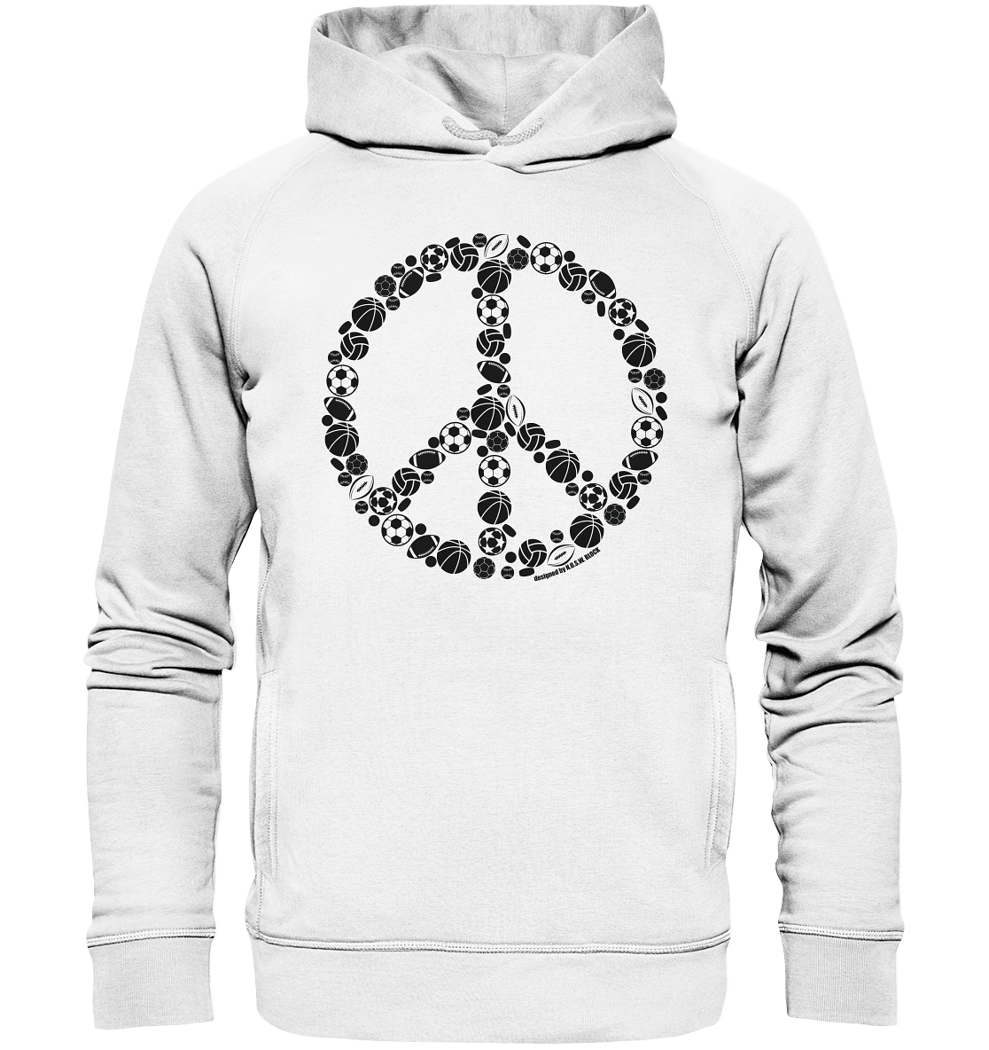 N.O.S.W. BLOCK Hoodie "SPORTS FOR PEACE" Männer Organic Kapuzenpullover weiss