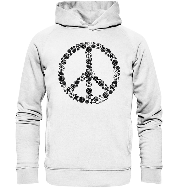 N.O.S.W. BLOCK Hoodie "SPORTS FOR PEACE" Männer Organic Kapuzenpullover weiss