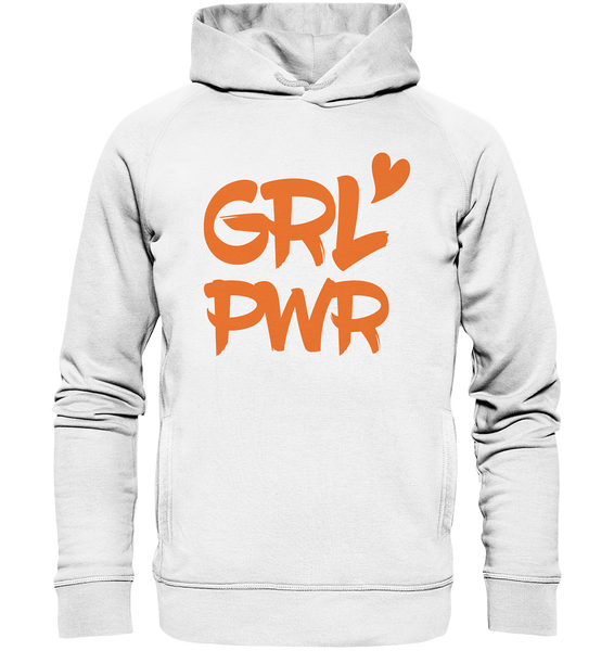 N.O.S.W. BLOCK Girls Hoodie "GRL PWR" Organic Fashion Kapuzenpullover weiss