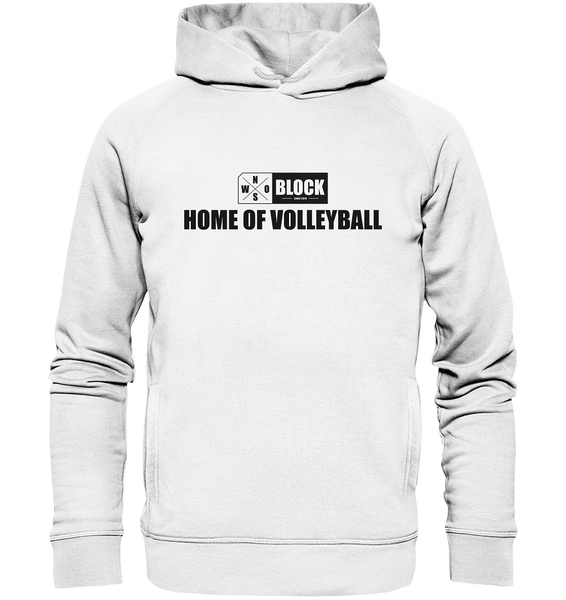N.O.S.W. BLOCK Hoodie "HOME OF VOLLEYBALL" UNISEX Organic Fashion Kapuzenpullover weiss
