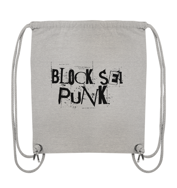 N.O.S.W. BLOCK Fanblock Gym Bag "BLOCK SEI PUNK" Organic Turnbeutel heather grau