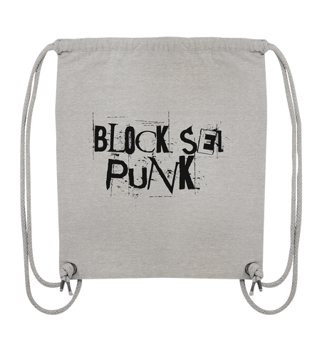 N.O.S.W. BLOCK Fanblock Gym Bag "BLOCK SEI PUNK" Organic Turnbeutel heather grau