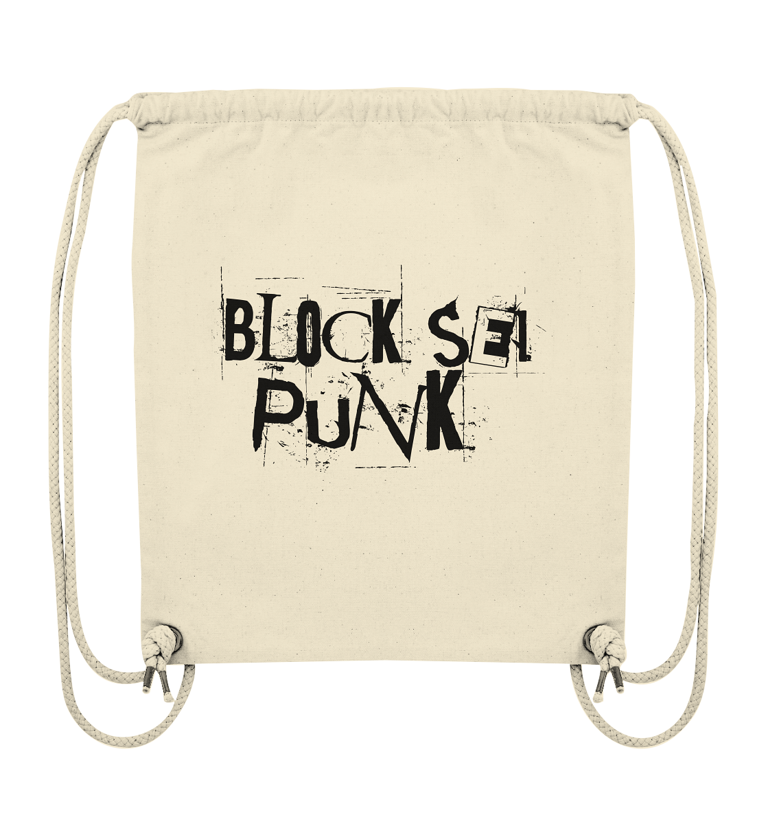 N.O.S.W. BLOCK Fanblock Gym Bag "BLOCK SEI PUNK" Organic Turnbeutel natural raw