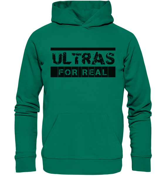 N.O.S.W. BLOCK Ultras Hoodie "ULTRAS FOR REAL" beidseitig bedruckter Männer Organic Kapuzenpullover grün