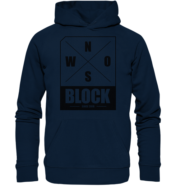 N.O.S.W. BLOCK Logo Hoodie Männer Organic Kapuzenpullover navy