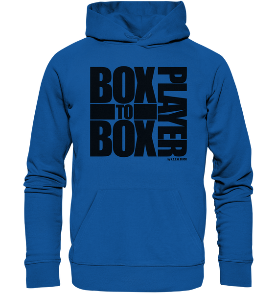 N.O.S.W. BLOCK Fanblock Hoodie "BOX TO BOX PLAYER" Männer Organic Hoodie blau