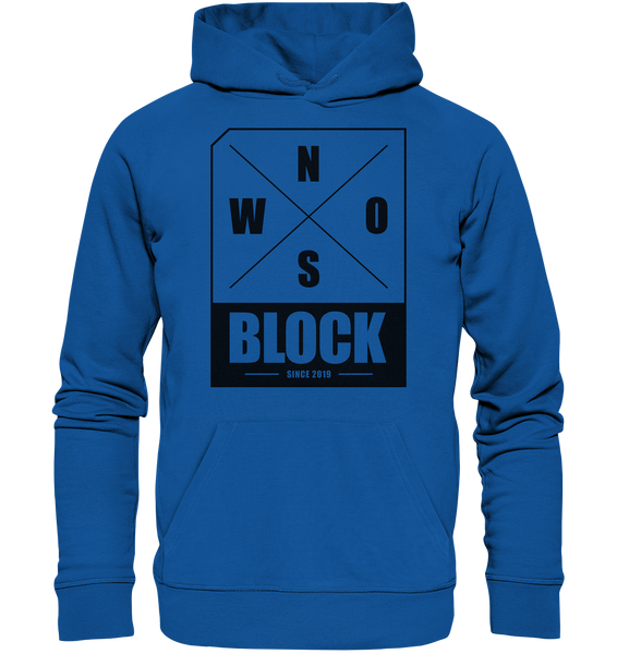 N.O.S.W. BLOCK Logo Hoodie Männer Organic Kapuzenpullover blau