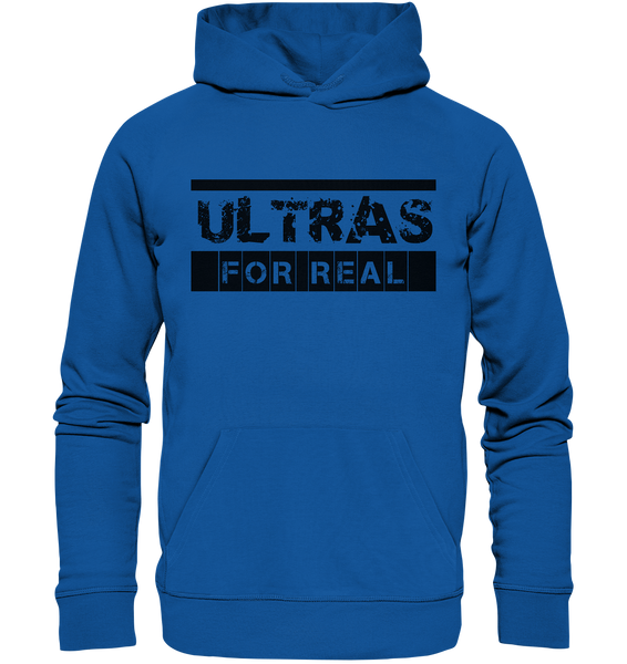 N.O.S.W. BLOCK Ultras Hoodie "ULTRAS FOR REAL" beidseitig bedruckter Männer Organic Kapuzenpullover blau