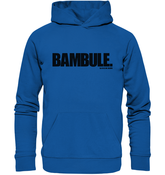 N.O.S.W. Block Fanblock Hoodie "BAMBULE." Organic Kapuzenpullover blau