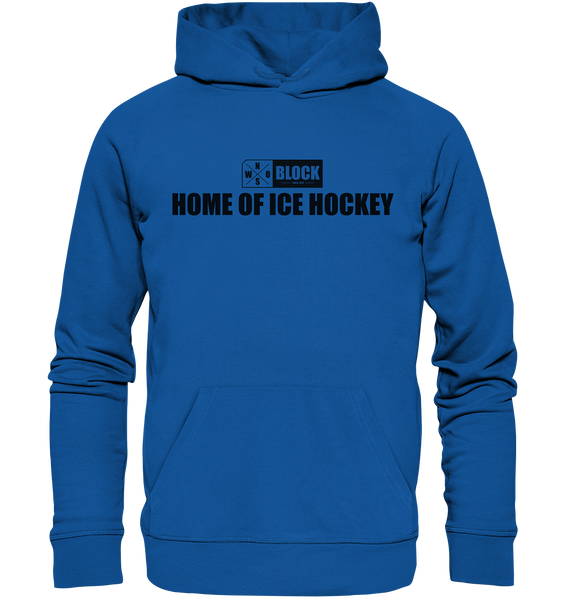 N.O.S.W. BLOCK Hoodie "HOME OF ICE HOCKEY" Männer Organic Kapuzenpullover blau