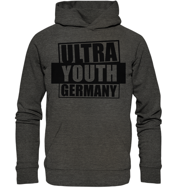 N.O.S.W. BLOCK Ultras Hoodie "ULTRA YOUTH GERMANY" Männer Organic Kapuzenpullover dark heather grau