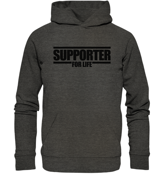 N.O.S.W. BLOCK Fanblock Hoodie "SUPPORTER FOR LIFE" Männer Organic Kapuzenpullover dark heather grau