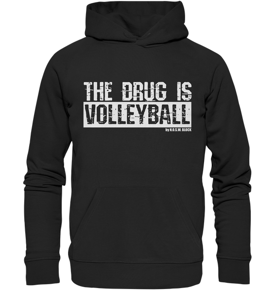 N.O.S.W. BLOCK Fanblock Hoodie "THE DRUG IS VOLLEYBALL" Männer Organic Kapuzenpullover schwarz