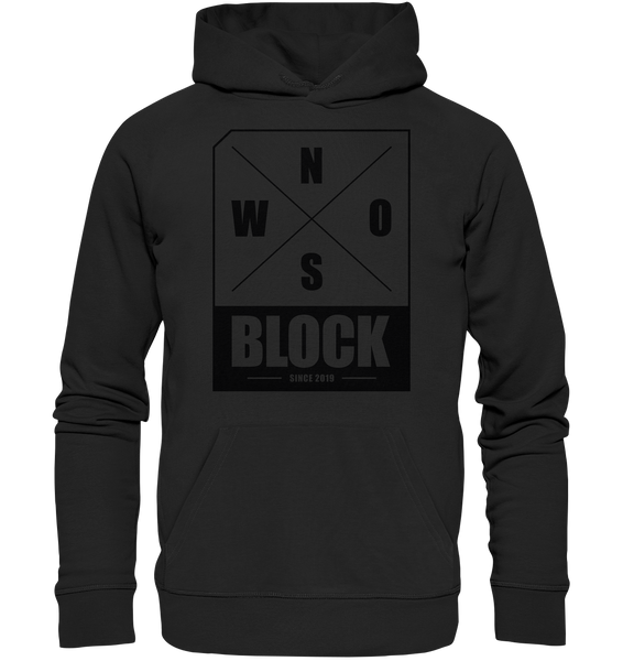N.O.S.W. BLOCK Logo Hoodie Männer Organic Kapuzenpullover schwarz