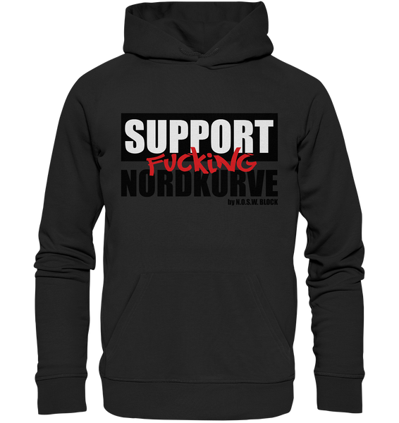 N.O.S.W. BLOCK Fanblock Hoodie "SUPPORT FUCKING NORDKURVE" Männer Organic Kapuzenpullover schwarz