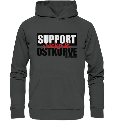 N.O.S.W. BLOCK Fanblock Hoodie "SUPPORT FUCKING OSTKURVE" Männer Organic Kapuzenpullover anthrazit