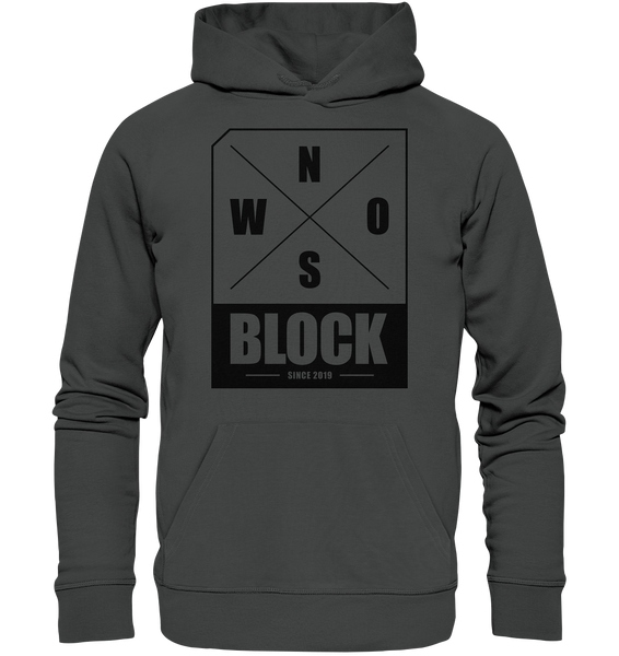 N.O.S.W. BLOCK Logo Hoodie Männer Organic Kapuzenpullover anthrazit