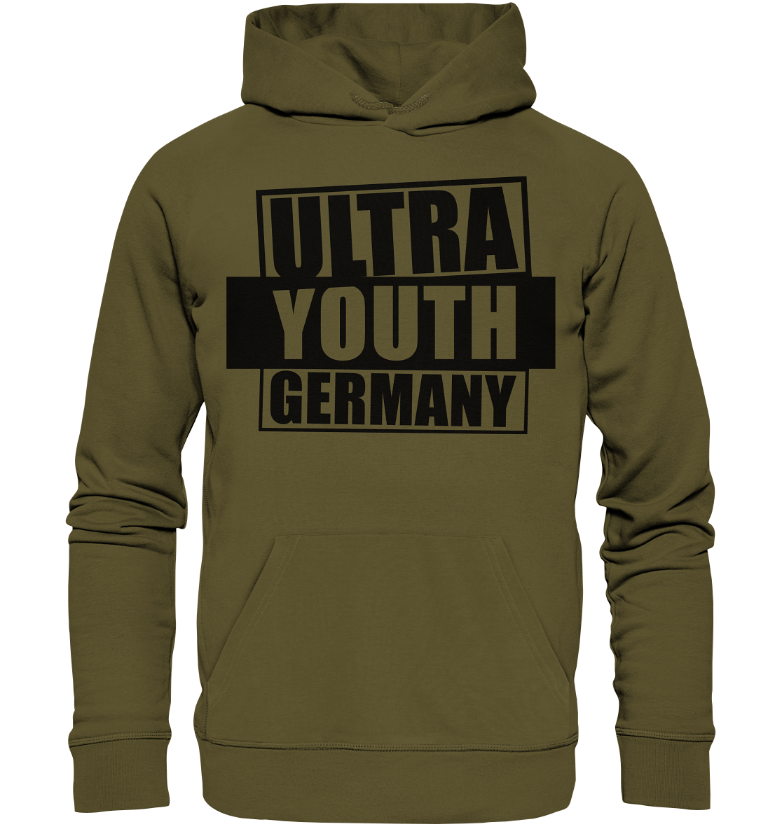 N.O.S.W. BLOCK Ultras Hoodie "ULTRA YOUTH GERMANY" Männer Organic Kapuzenpullover khaki