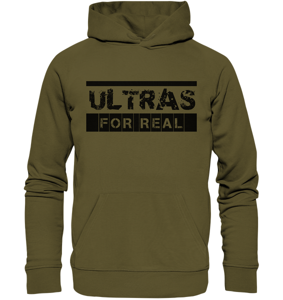 N.O.S.W. BLOCK Ultras Hoodie "ULTRAS FOR REAL" beidseitig bedruckter Männer Organic Kapuzenpullover khaki