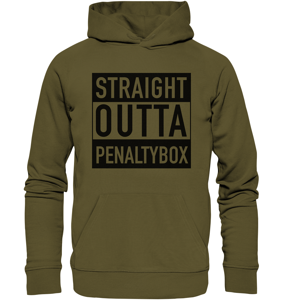 N.O.S.W. BLOCK Fanblock Hoodie "STRAIGHT OUTTA PENALTY BOX" Männer Organic Kapuzenpullover khaki