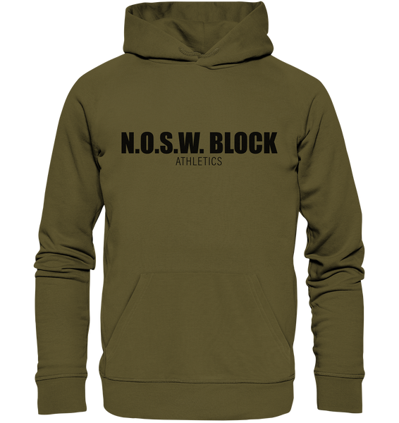 N.O.S.W. BLOCK Hoodie "N.O.S.W. BLOCK ATHLETICS" Männer Organic Kapuzenpullover khaki