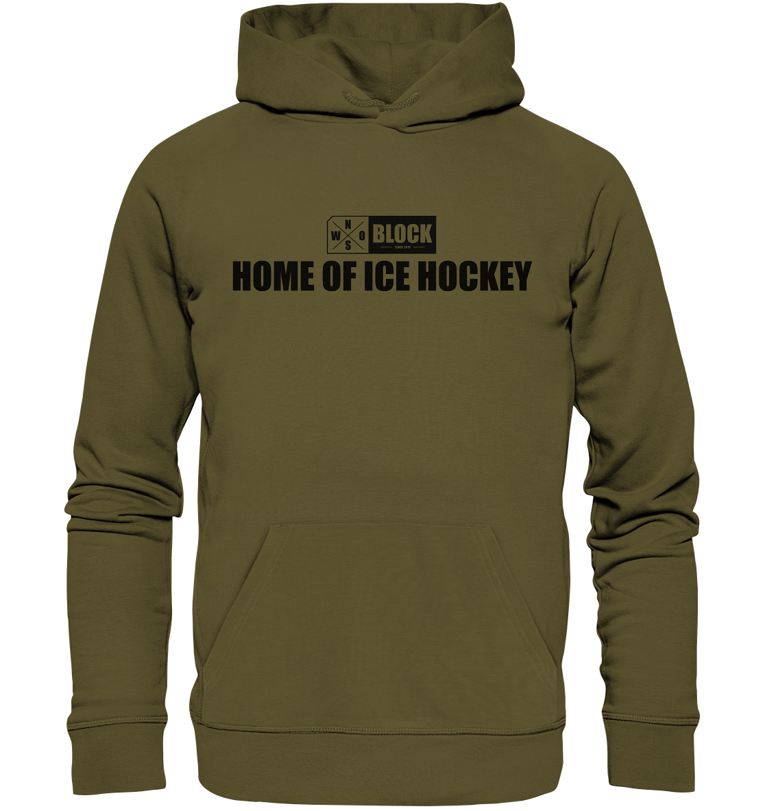 N.O.S.W. BLOCK Hoodie "HOME OF ICE HOCKEY" Männer Organic Kapuzenpullover khaki