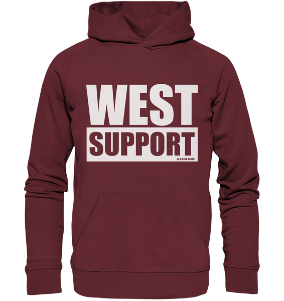 N.O.S.W. BLOCK Fanblock Hoodie "WEST SUPPORT" Organic Männer Kapuzenpullover weinrot