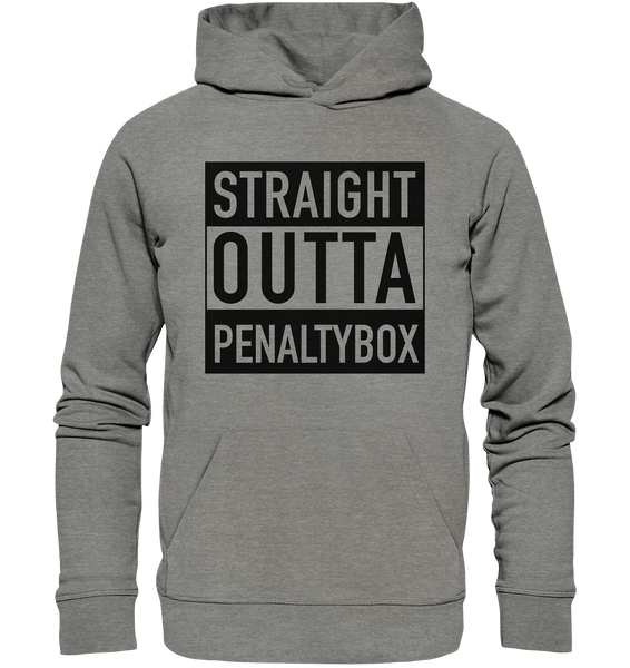 N.O.S.W. BLOCK Fanblock Hoodie "STRAIGHT OUTTA PENALTY BOX" Männer Organic Kapuzenpullover mid heather grau