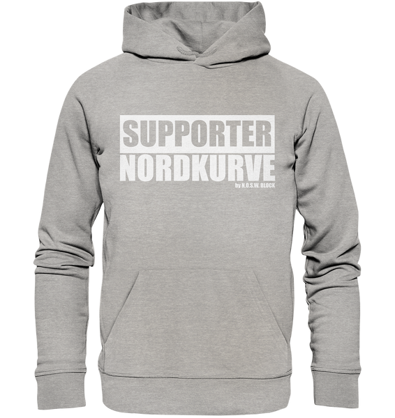 N.O.S.W. BLOCK Fanblock Hoodie "SUPPORTER NORDKURVE" Männer Organic Kapuzenpullover heather grau