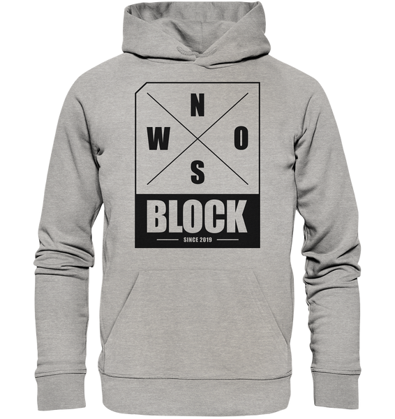 N.O.S.W. BLOCK Logo Hoodie Männer Organic Kapuzenpullover heather grau