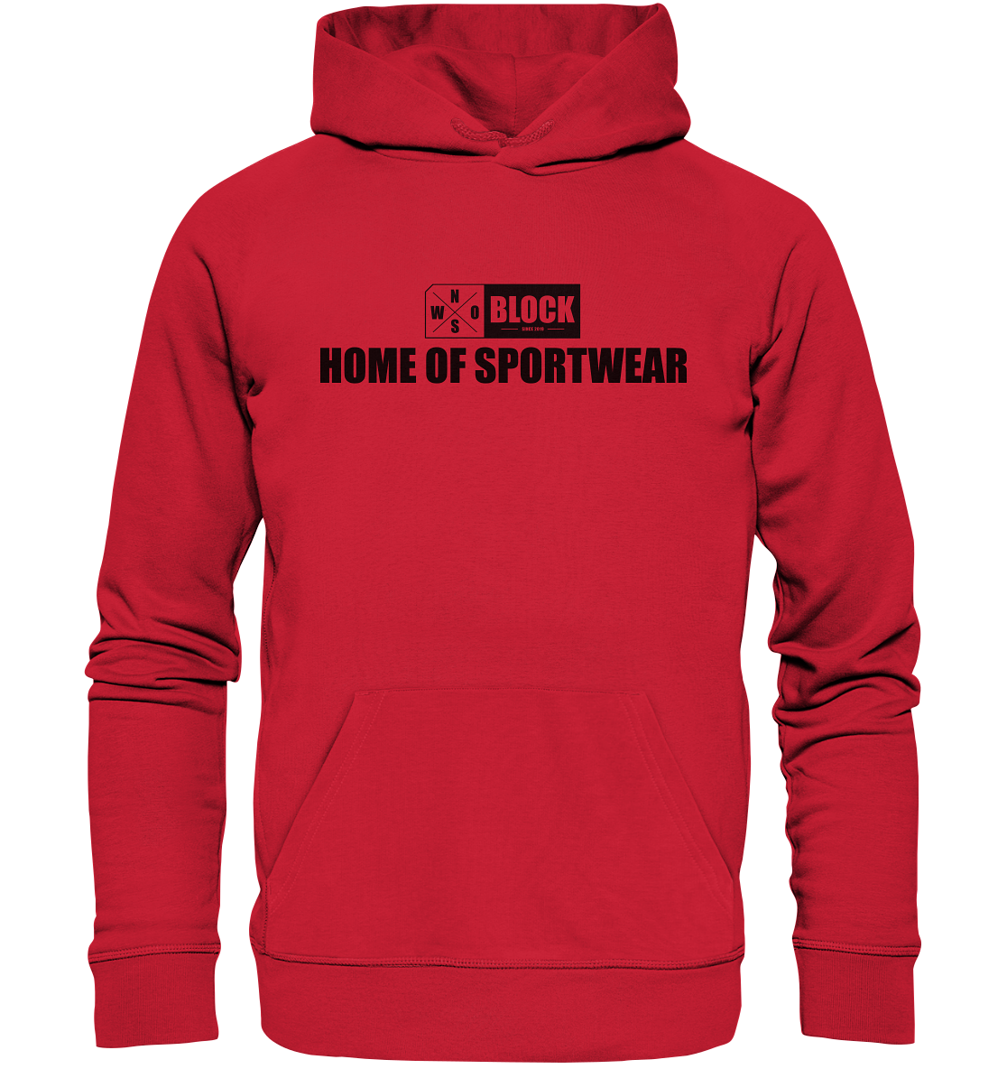 N.O.S.W. BLOCK Hoodie "HOME OF SPORTWEAR" Männer Organic Kapuzenpullover rot