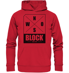 N.O.S.W. BLOCK Logo Hoodie Männer Organic Kapuzenpullover rot