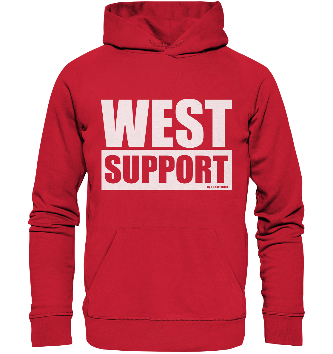 N.O.S.W. BLOCK Fanblock Hoodie "WEST SUPPORT" Organic Männer Kapuzenpullover rot