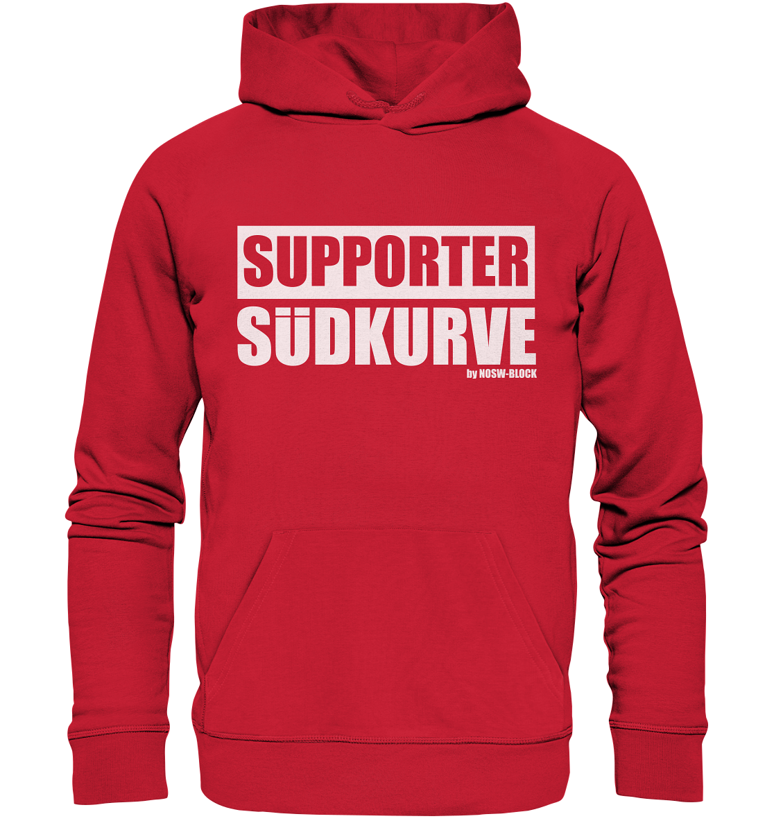 N.O.S.W. BLOCK Fanblock Hoodie "SUPPORTER SÜDKURVE" Männer Organic Kapuzenpullover rot