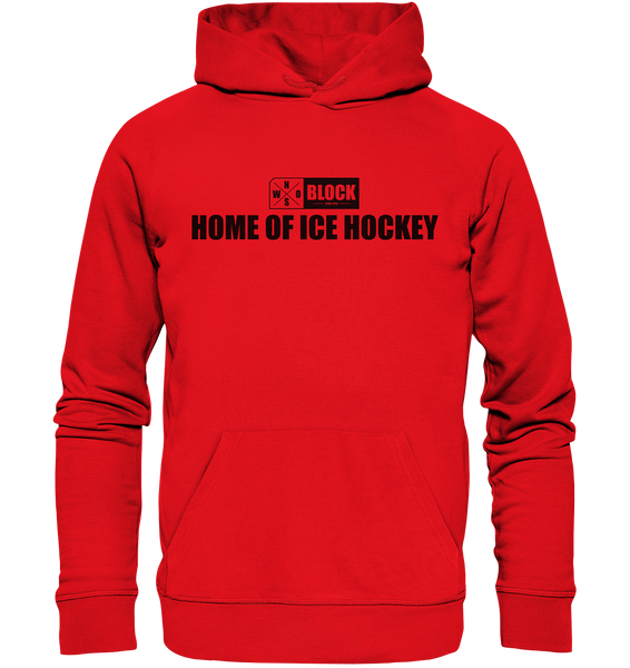 N.O.S.W. BLOCK Hoodie "HOME OF ICE HOCKEY" Männer Organic Kapuzenpullover rot