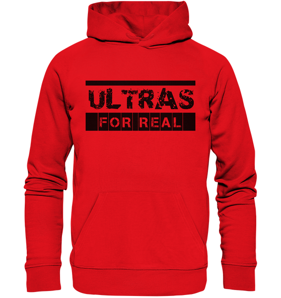 N.O.S.W. BLOCK Ultras Hoodie "ULTRAS FOR REAL" beidseitig bedruckter Männer Organic Kapuzenpullover rot