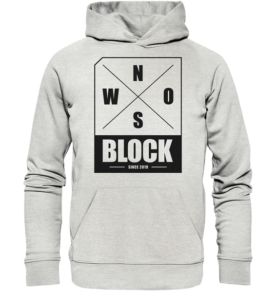 N.O.S.W. BLOCK Logo Hoodie Männer Organic Kapuzenpullover cremegrau