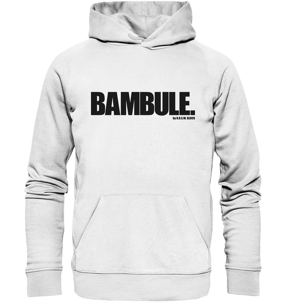 N.O.S.W. Block Fanblock Hoodie "BAMBULE." Organic Kapuzenpullover weiss