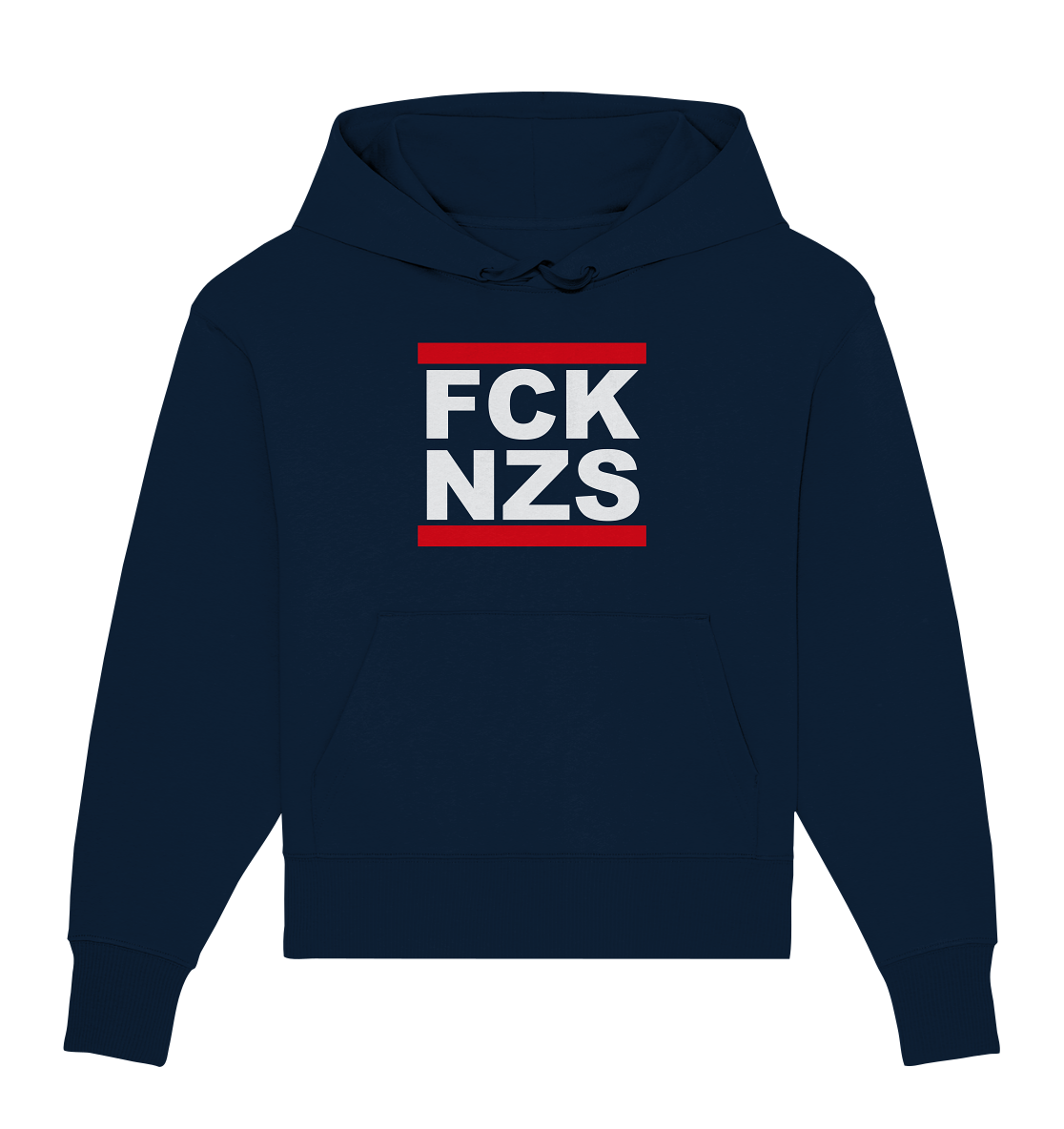 N.O.S.W. BLOCK Gegen Rechts Hoodie "FCK NZS" Girls Organic Oversize Kapuzenpullover navy