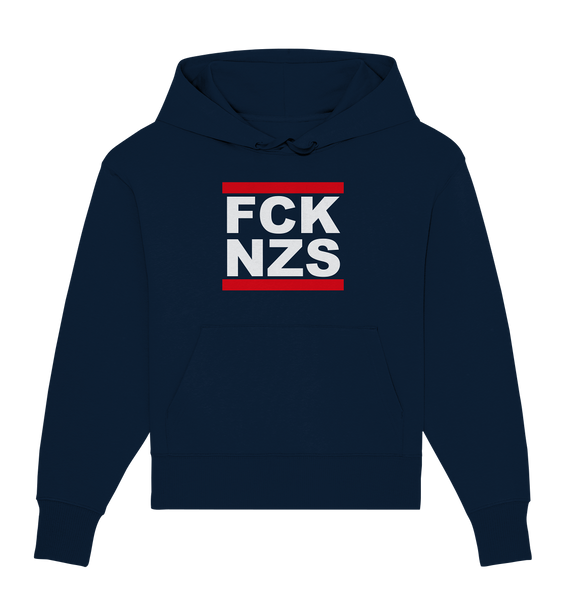 N.O.S.W. BLOCK Gegen Rechts Hoodie "FCK NZS" Girls Organic Oversize Kapuzenpullover navy