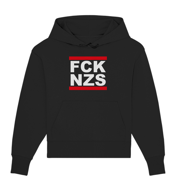 N.O.S.W. BLOCK Gegen Rechts Hoodie "FCK NZS" Girls Organic Oversize Kapuzenpullover schwarz