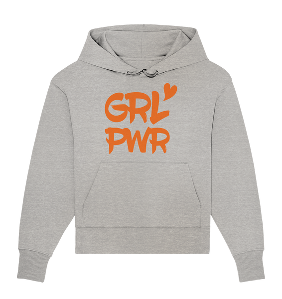 N.O.S.W. BLOCK Fanblock Hoodie "GRL PWR" Girls Organic Oversize Kapuzenpullover heather grau