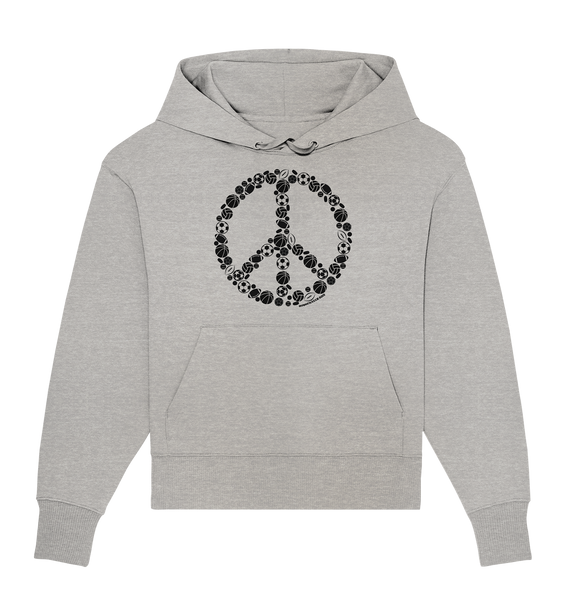 N.O.S.W. BLOCK Hoodie "SPORTS FOR PEACE" Girls Organic Oversize Kapuzenpullover heather grey
