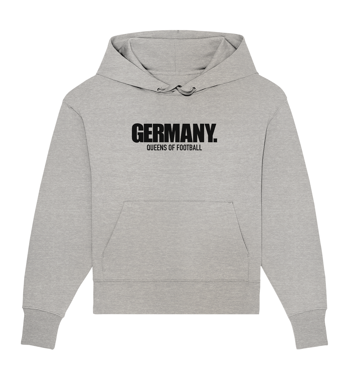 N.O.S.W. BLOCK Fanblock Hoodie "GERMANY. QUEENS OF FOOTBALL" Girls Organic Oversize Kapuzenpullover heather grau